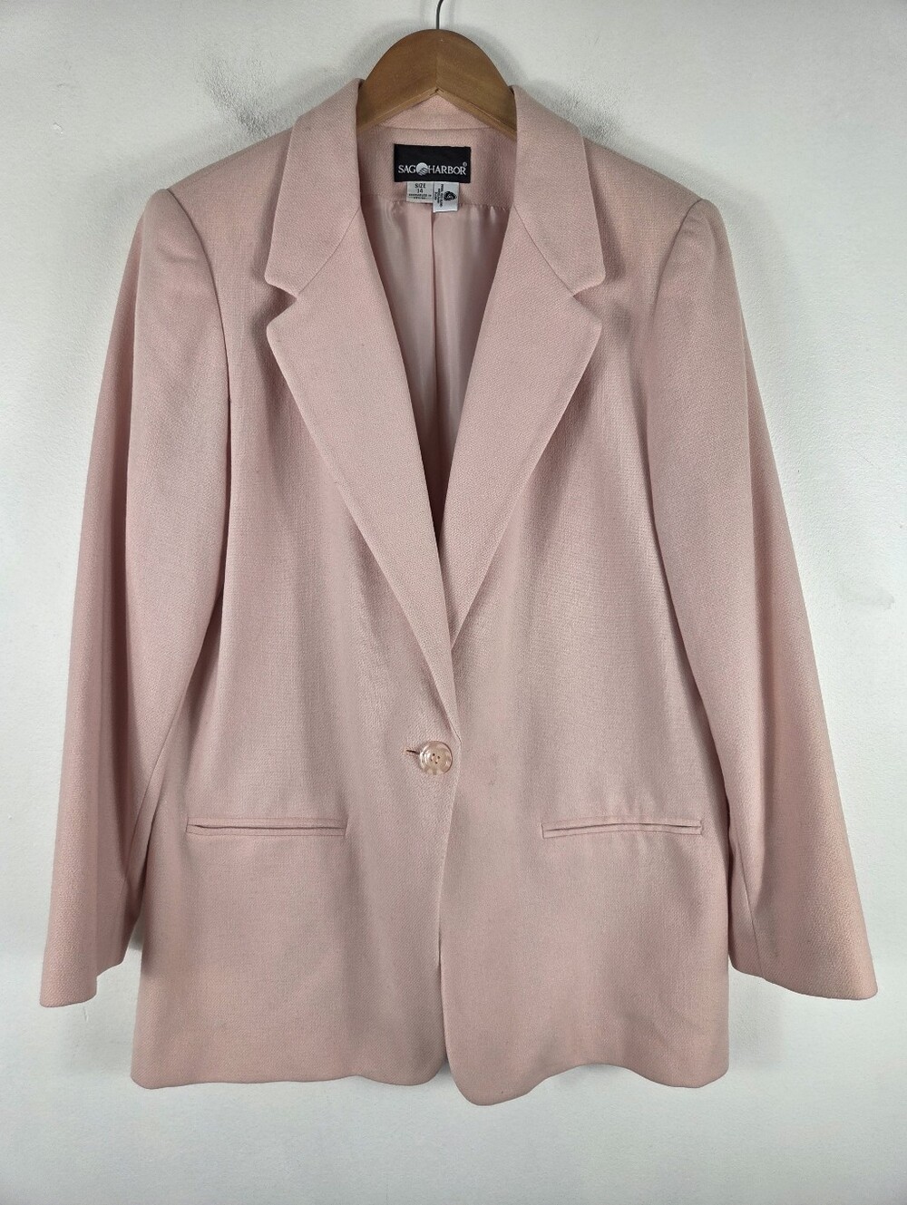 New Sag Harbor Vintage Wool Single Breasted Notch Lapel Blazer Jacket